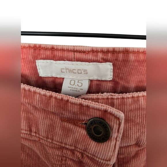 Chicos Coral Corduroy Flare Pants Size 0.5 - Picture 2 of 3